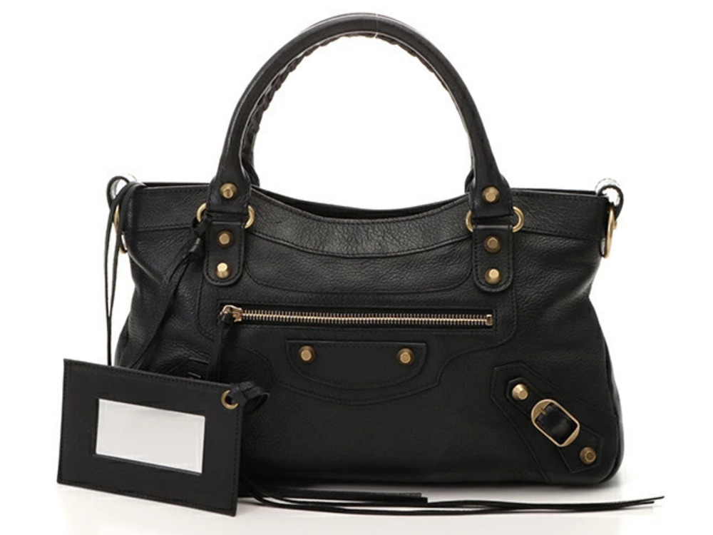 Balenciaga First 2way Shoulder Bag Calfskin Black